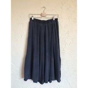 M Black Crane raw silk cropped wide leg pants